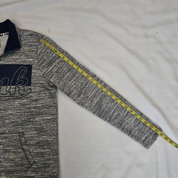 Victoria's Secret PINK Women's Gray/Blue Quarter Zip Mock Neck Sweatshirt S/P - Picture 7 of 10